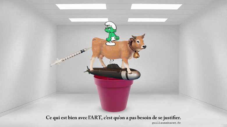 Pot de fleur sous-marin vache schtroumpf seringue