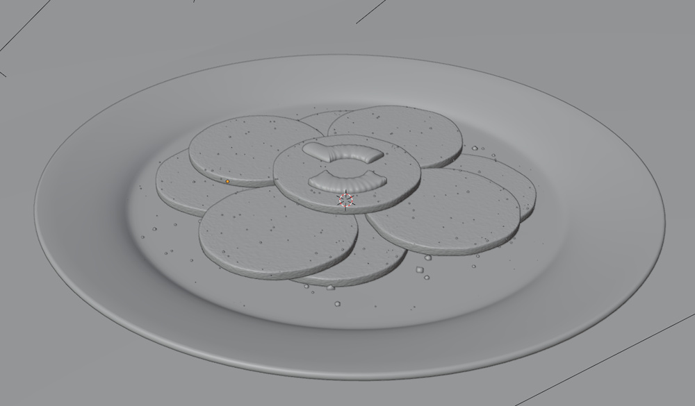 Biscuits sec, vue 3D de travail