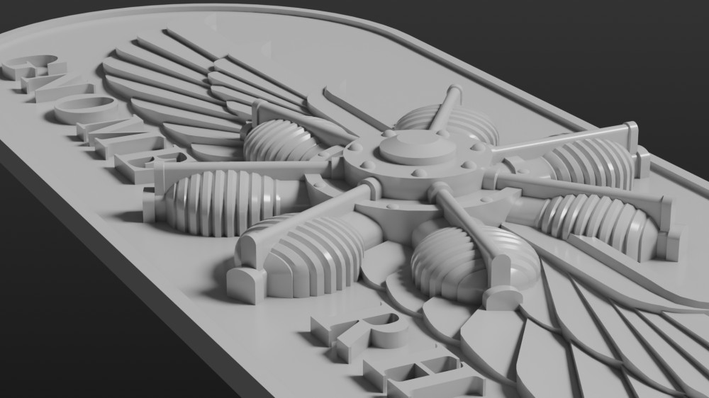 logo Gnome et Rhone en 3D, détails