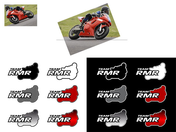 Travail et déclinaisons sur le logo Team RMR