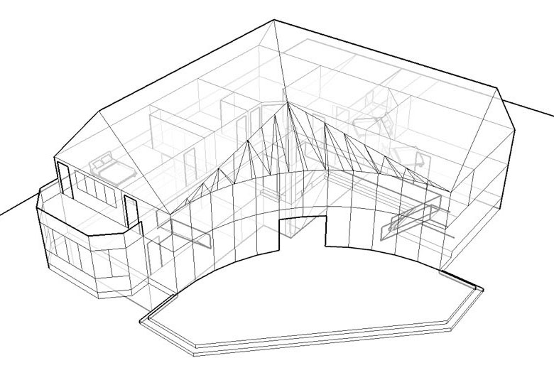 Grande maison (rendu filaire)