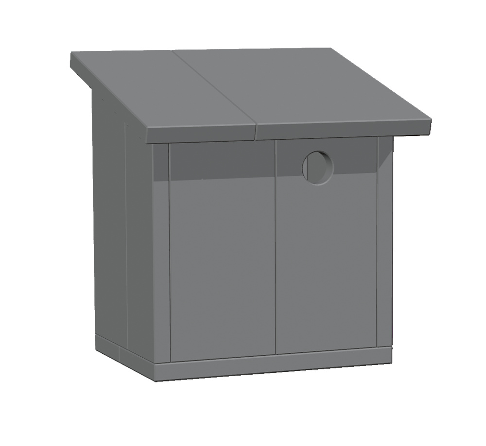 Vue 3D d'une cabane à oiseaux