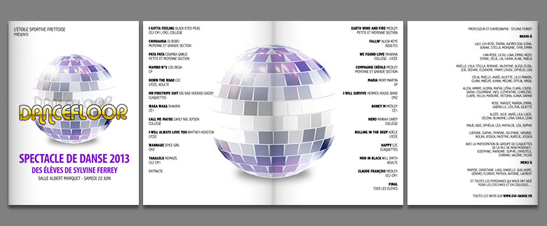 Programme du spectacle de danse