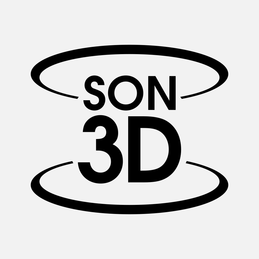 Logo son 3D noir sur fond blanc