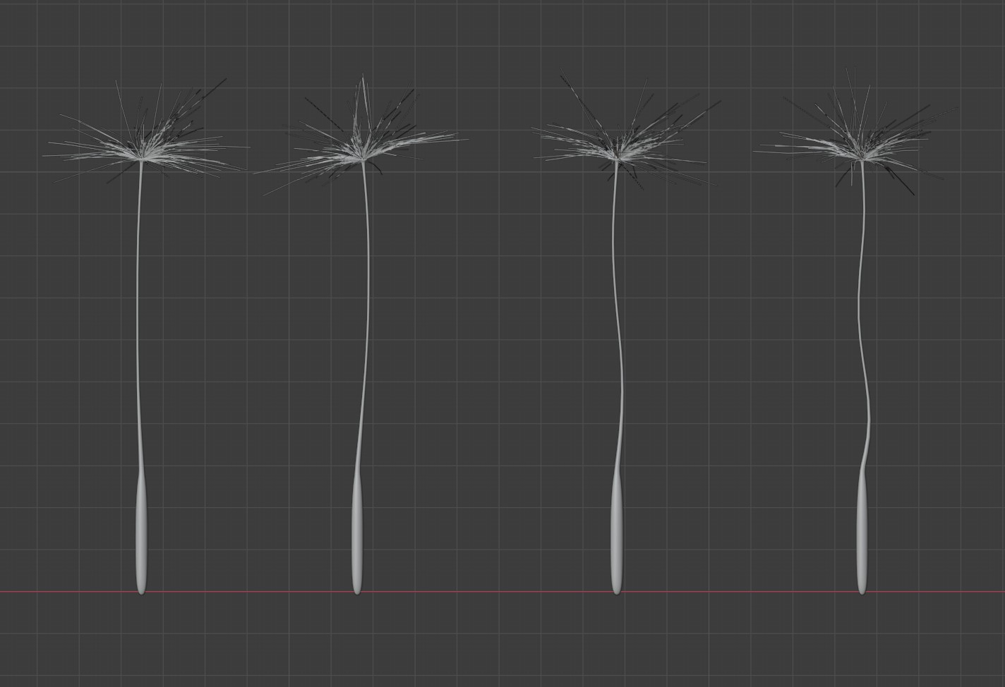 Modélisation des aigrettes du pissenlit avec Blender