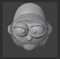 Moustachu à casquette, travail 3D gris